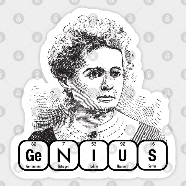 GENIUS Marie Curie Sticker by firstsapling@gmail.com